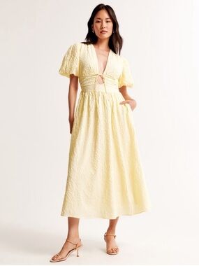 Abercrombie Yellow Keyhole Seersucker Dress